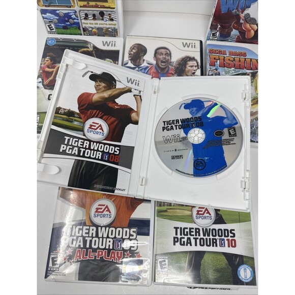 8x Wii Games Sports LOT - Tiger Woods Golf, Soccer, Tennis, Wipeout, Fish TESTED - Picture 5 of 12